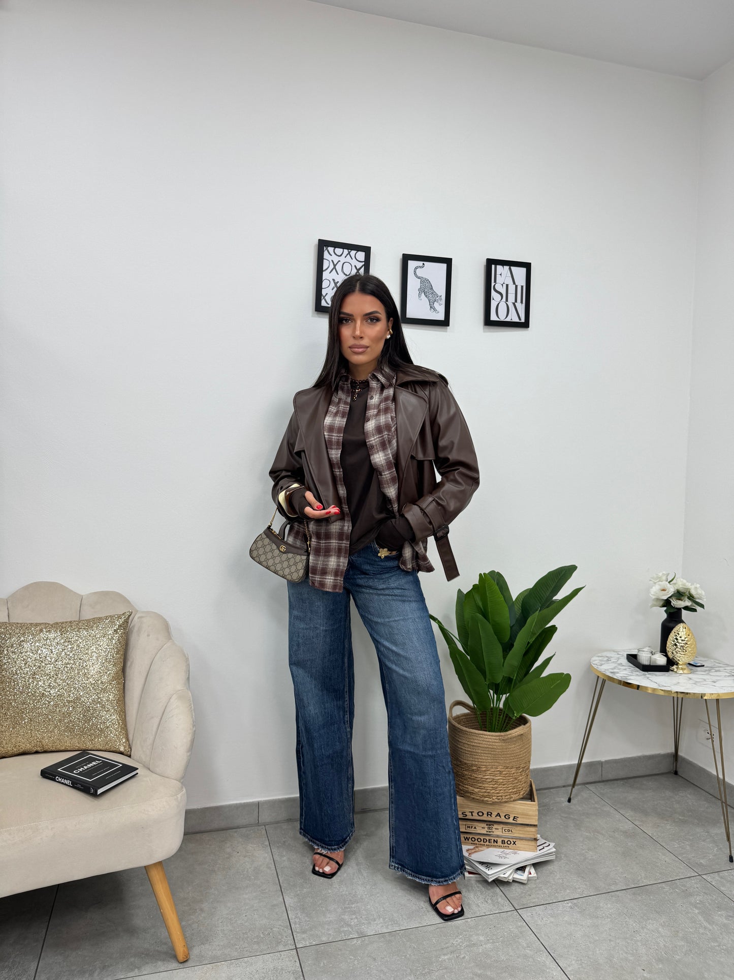 Trench Mini Marrone Ecopelle