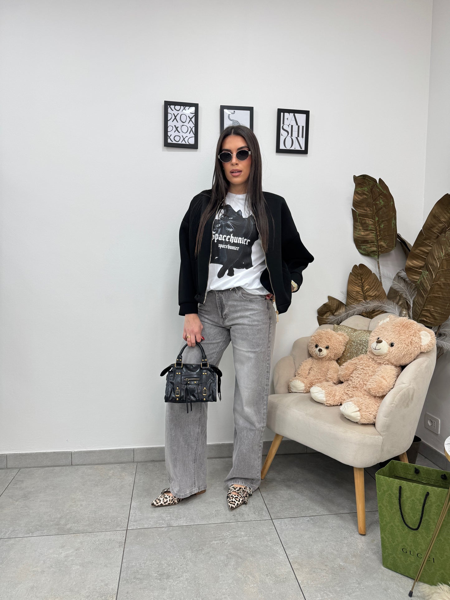 Jeans Wideleg Grigio