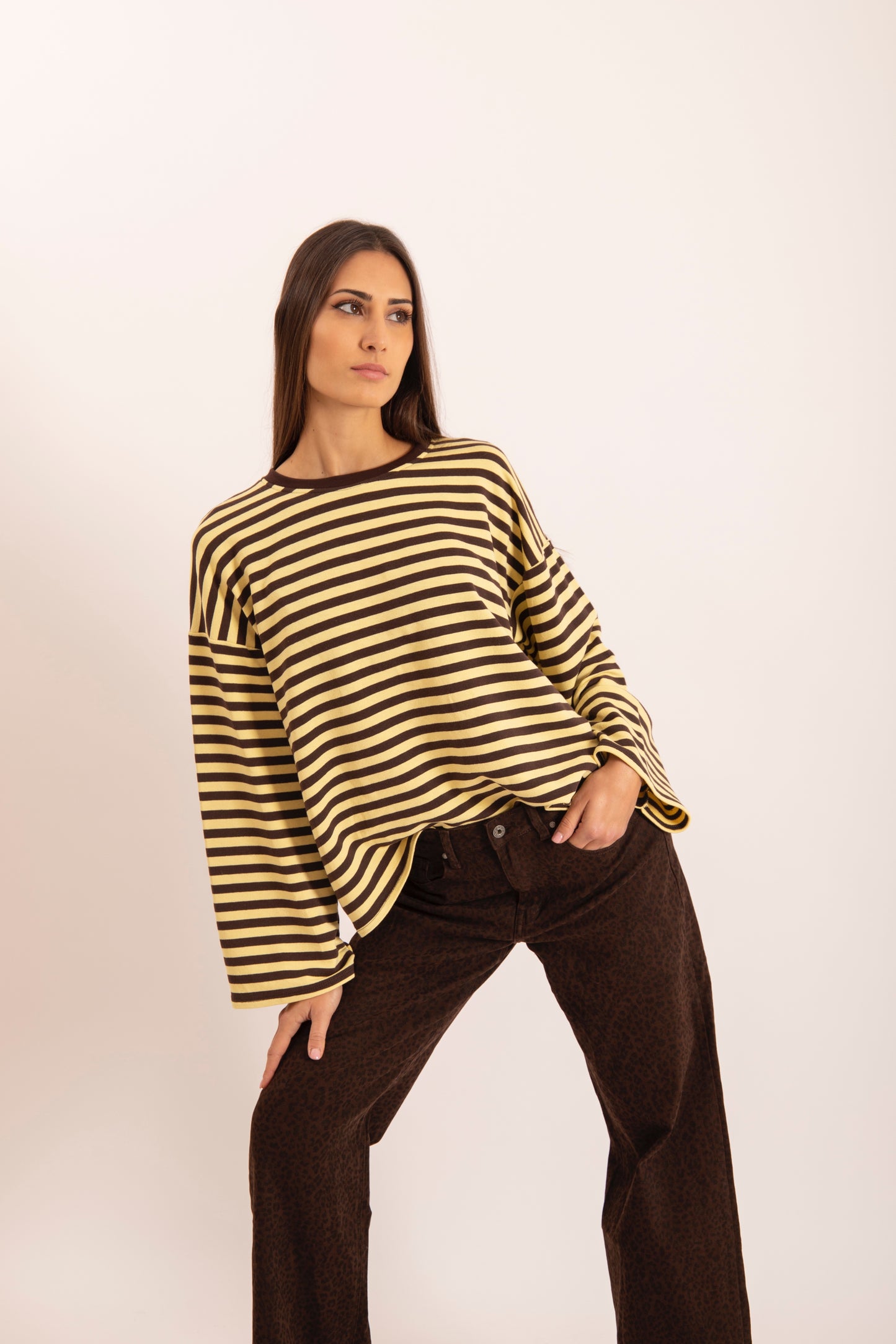 Maglia Righe Marrone Gialla