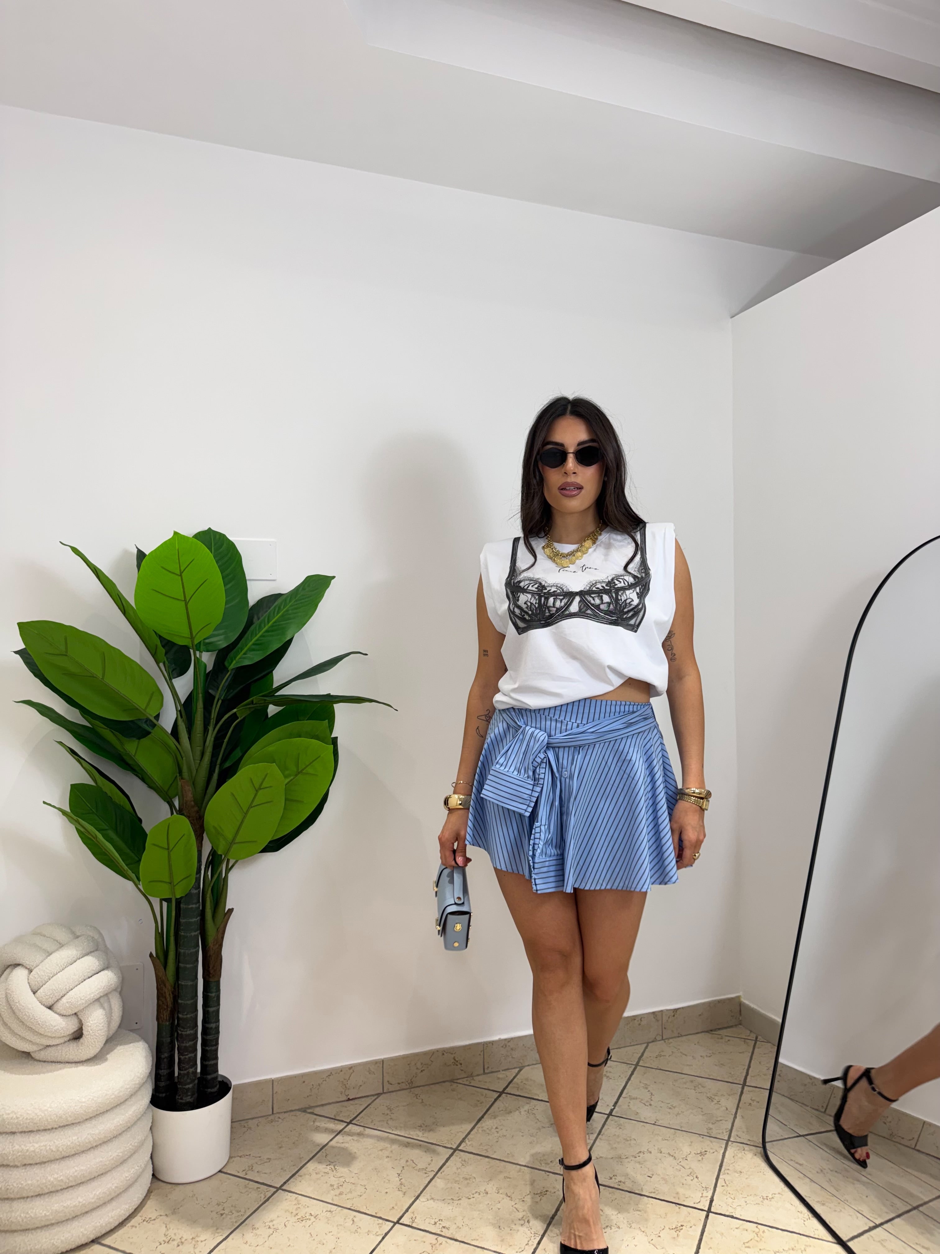 Gonna Camicia Celeste