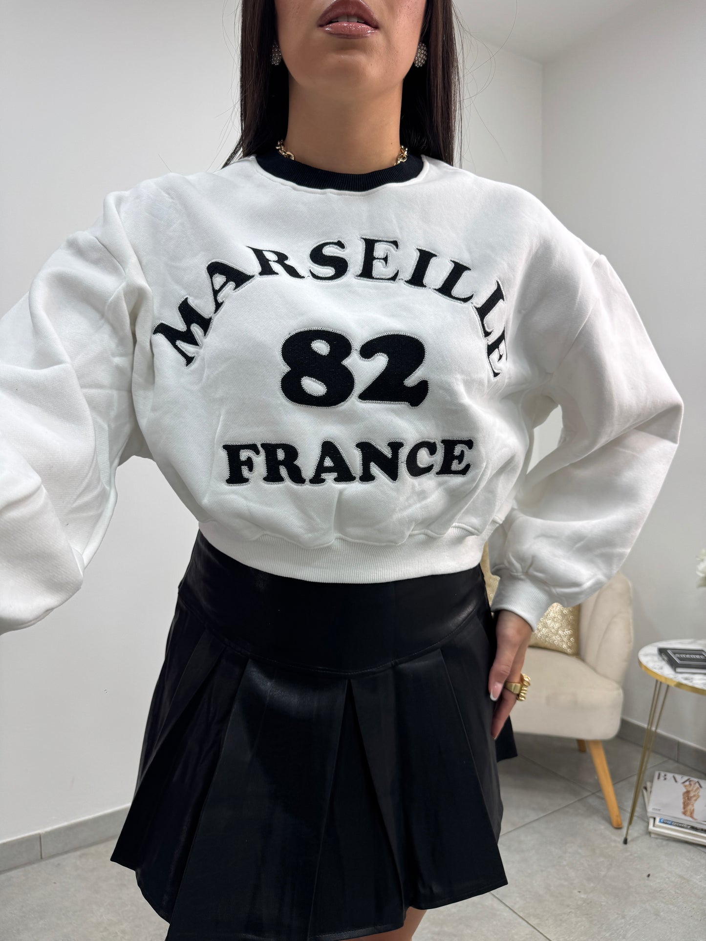 Felpa Marsiglia Bianca/Nera