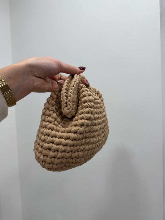 Clutch Bag Crochet Beige