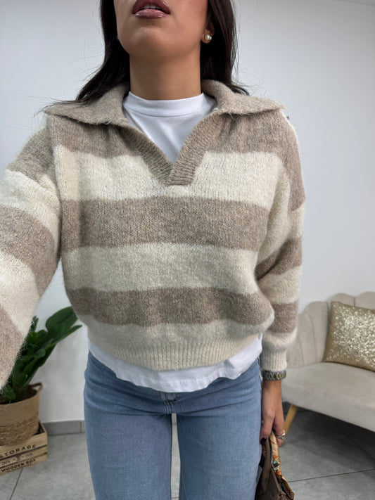 Pull Polo Beige Panna