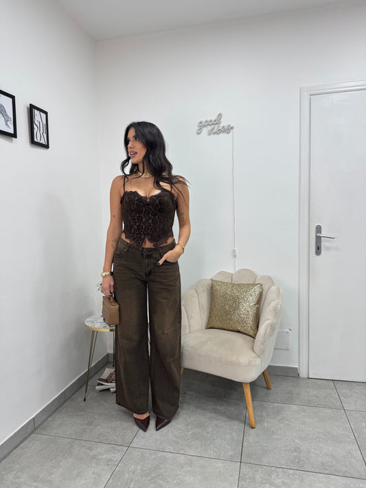 Jeans Wideleg Brown