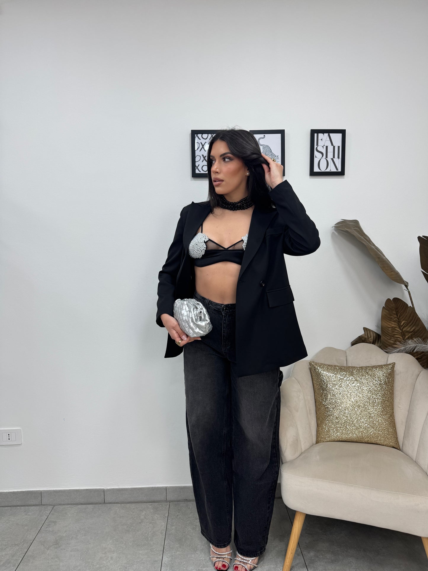 Blazer Over Doppiopetto Nero