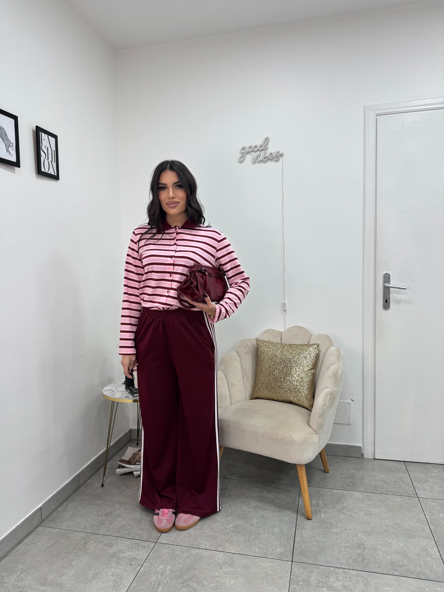 Polo Latifa Bordeaux Rosa