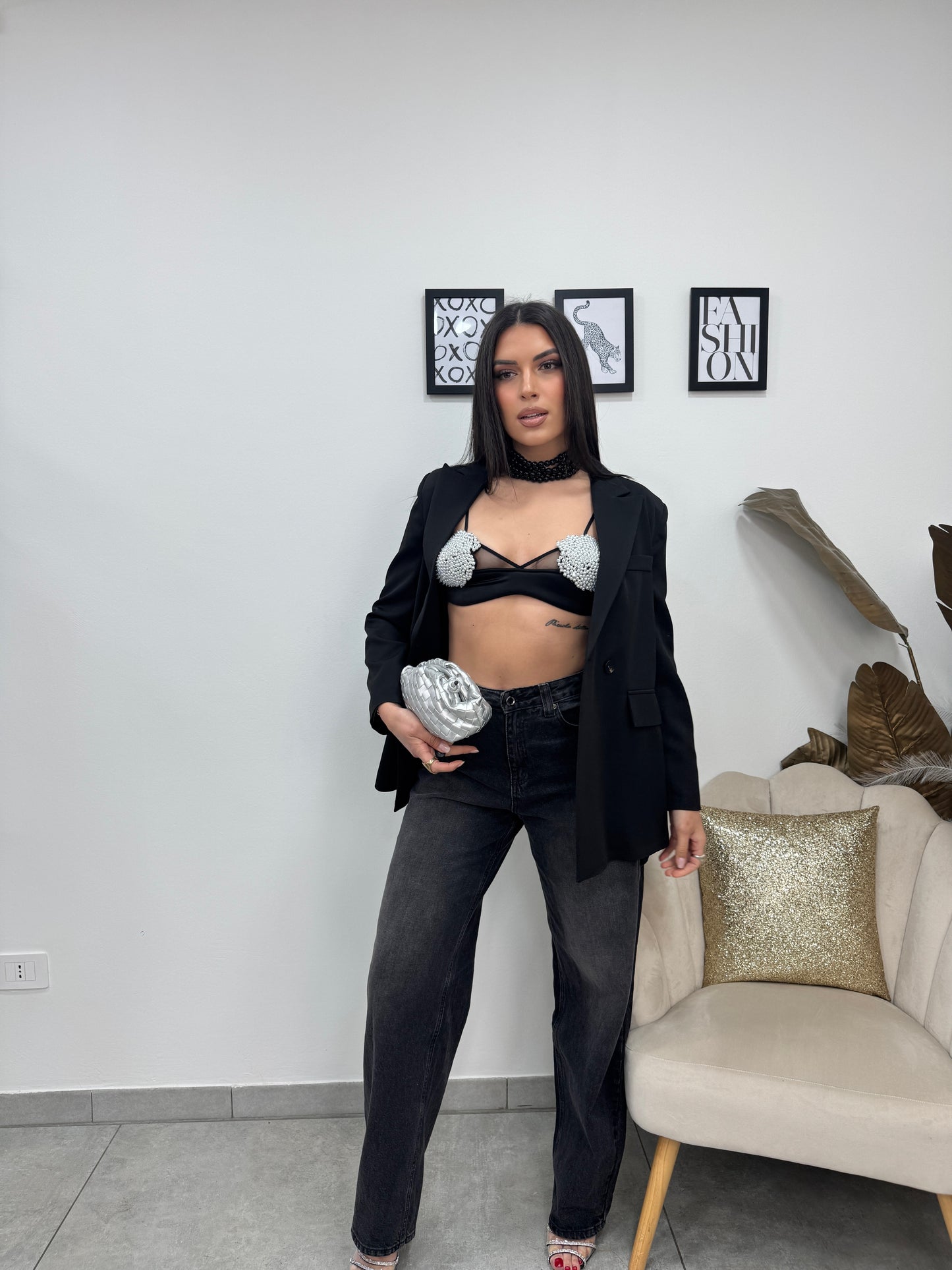 Blazer Over Doppiopetto Nero