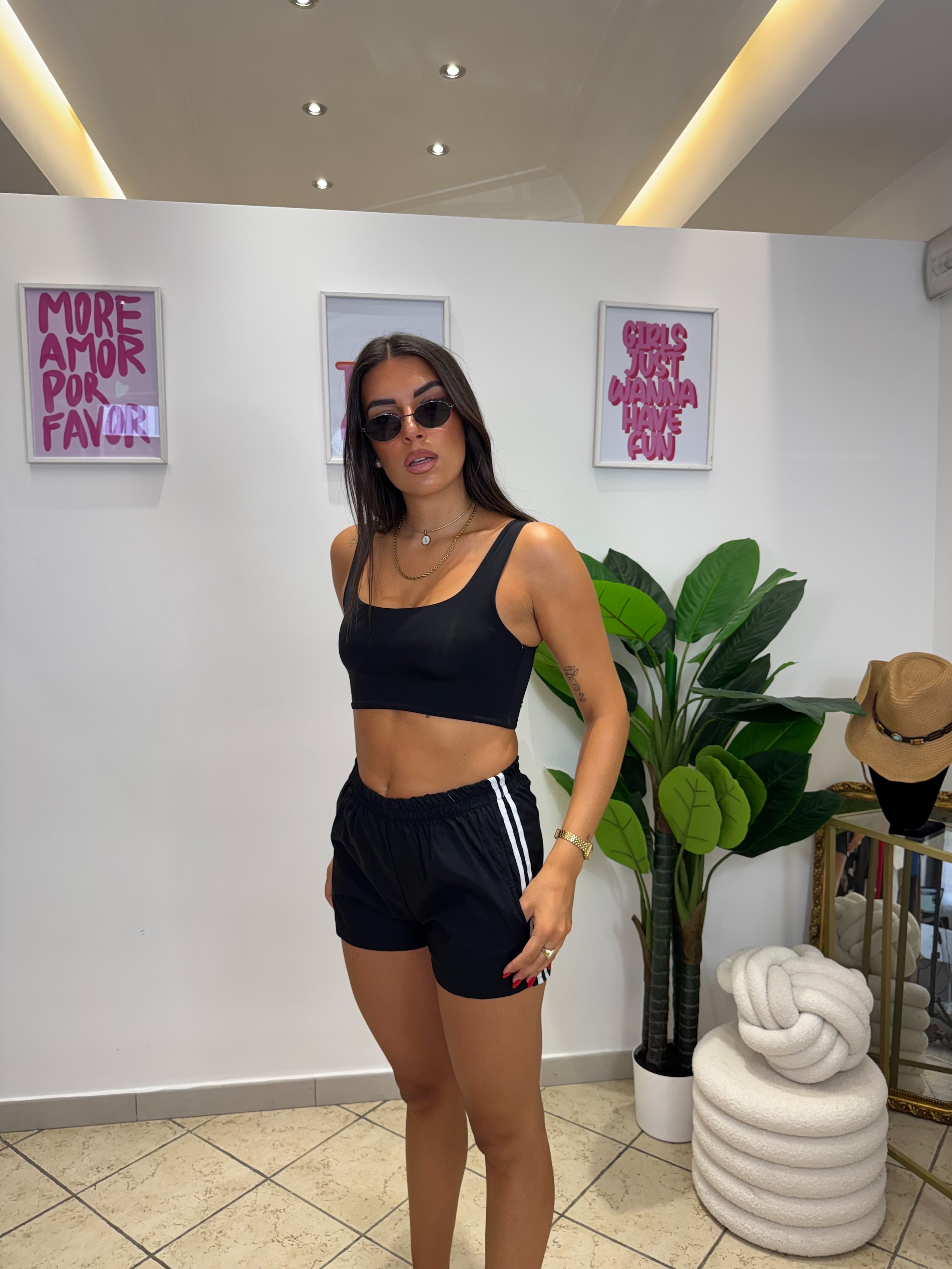 Crop Top Basic Nero