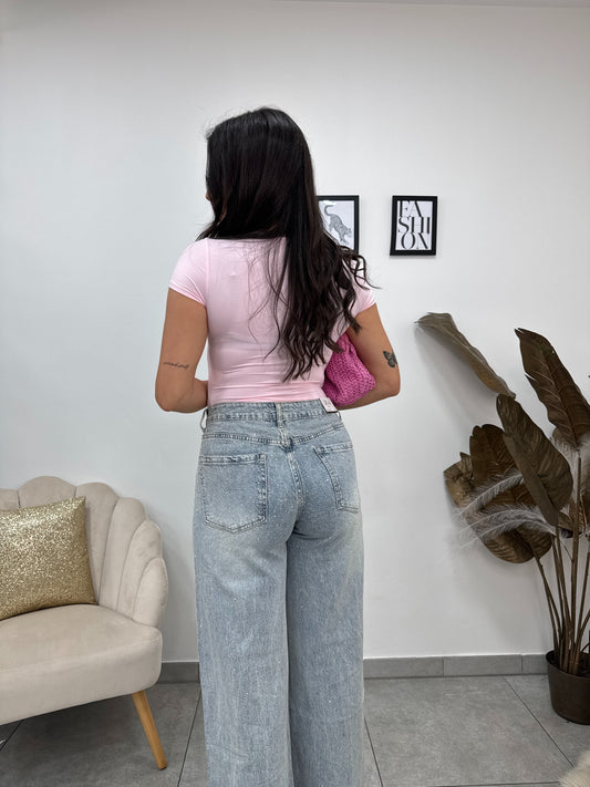 Jeans Denim Wideleg Brillante