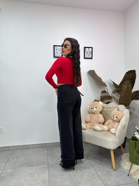 Maglia Crop Basic Rosso