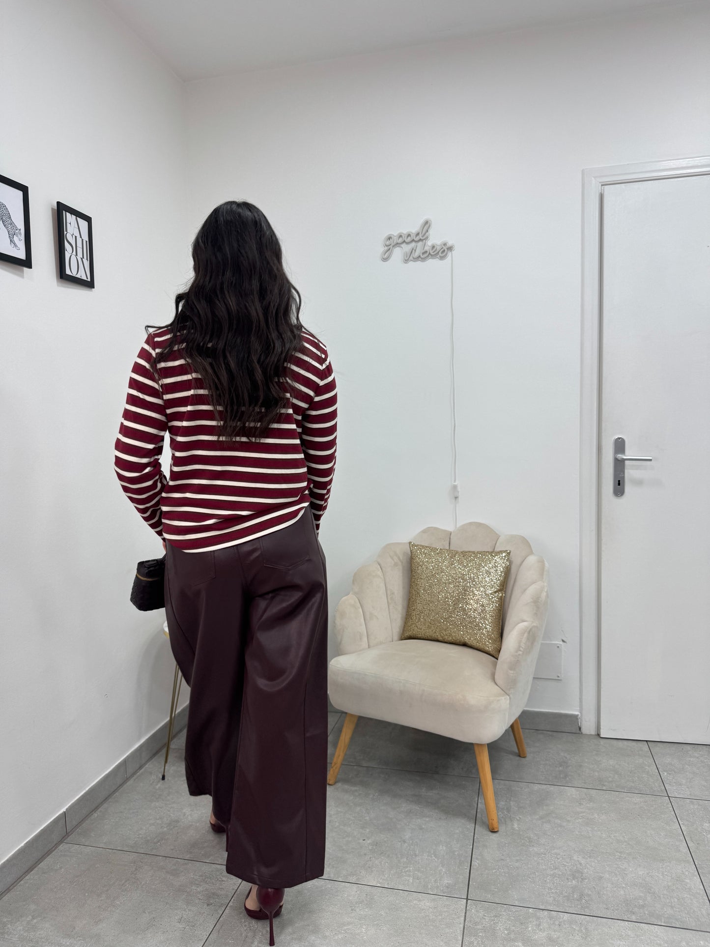 Polo Latifa Bordeaux Bianca