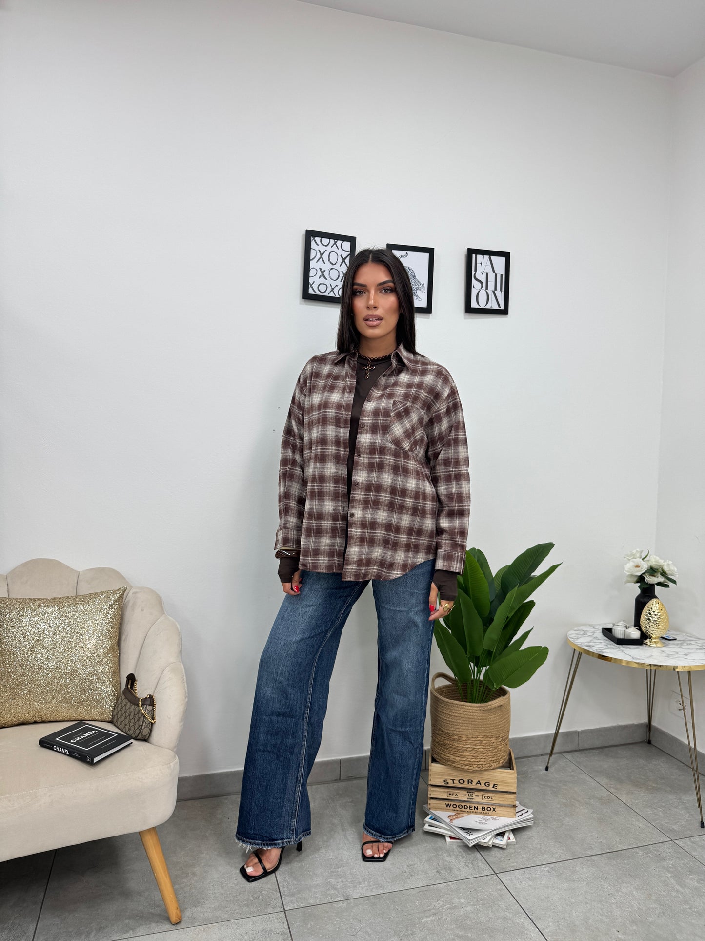 Camicia Quadri Marrone