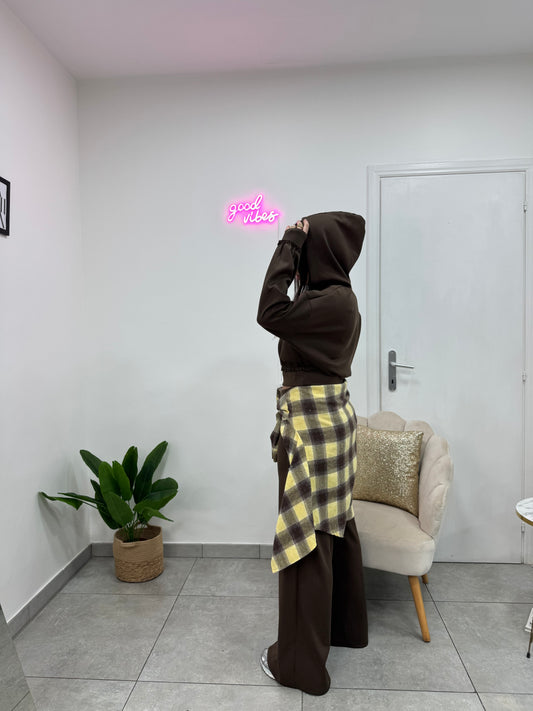 Camicia Quadri Strass Gialla