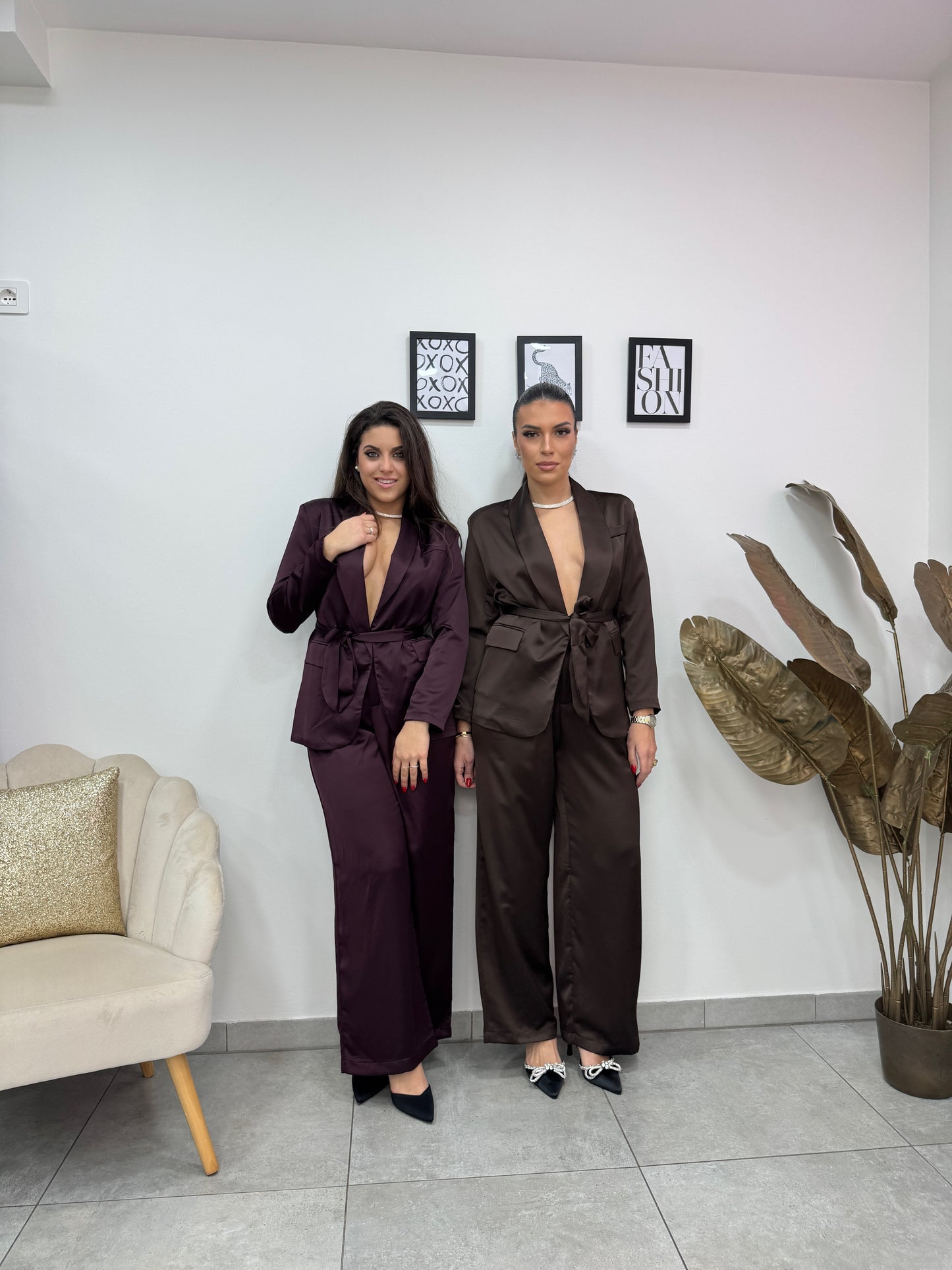 Tailleur Satin Marrone