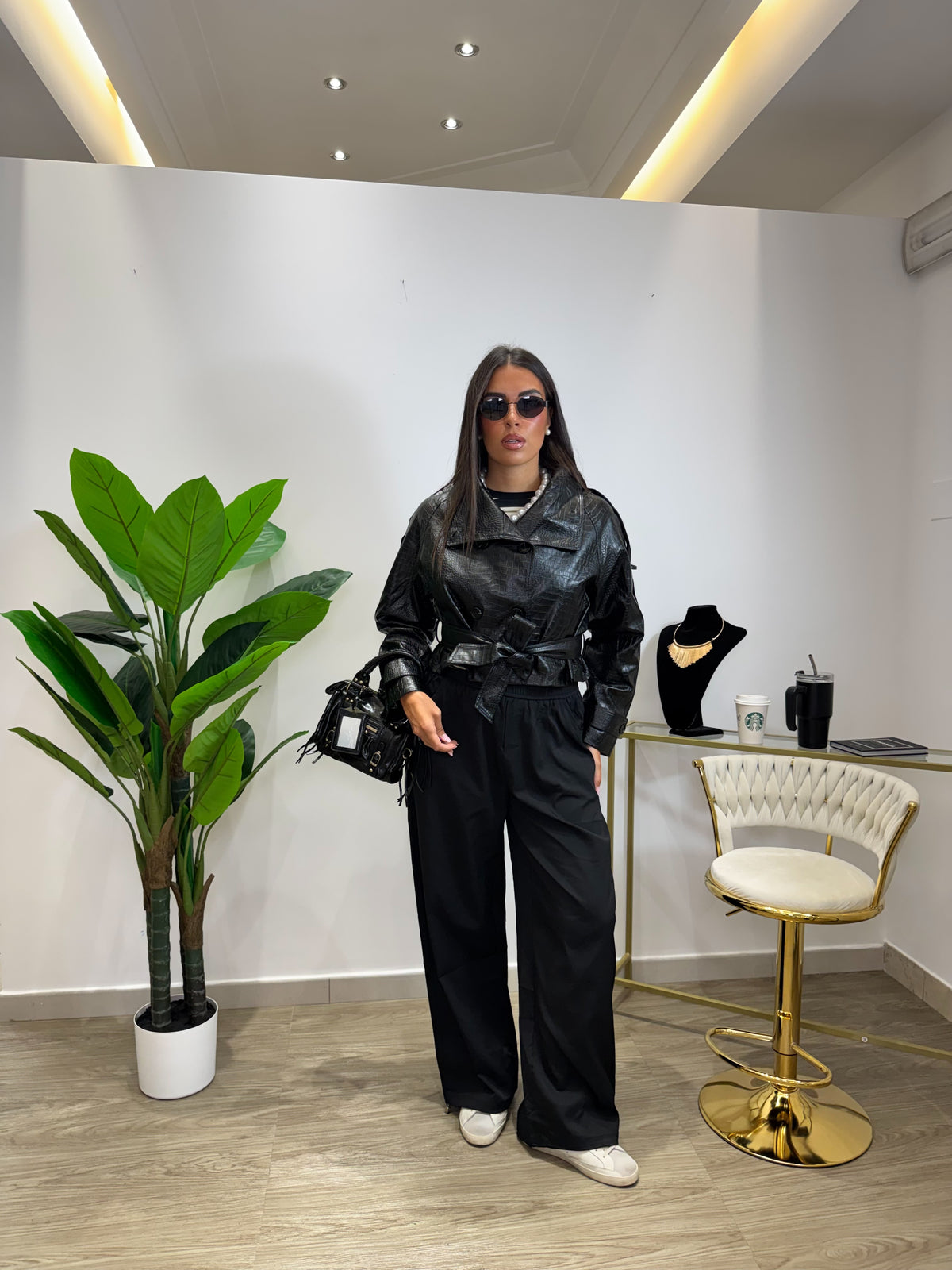 Trench Croc Ecopelle Nero