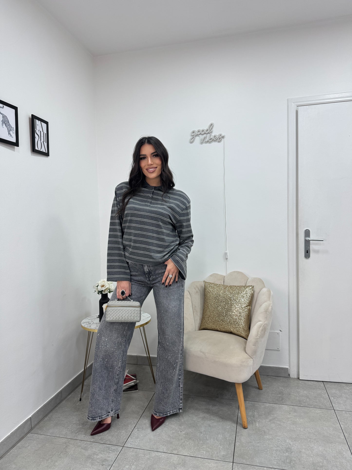 Jeans Swarovski Grey