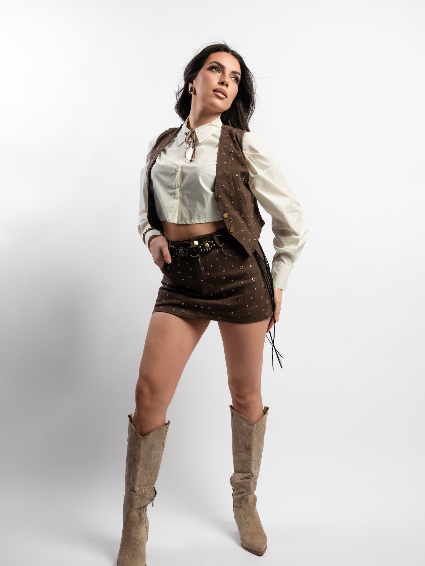 Cordset Borchie Marrone