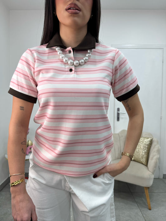 Maglia Polo Zoe Marrone Rosa