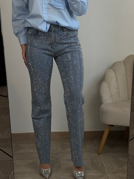 Jeans Denim Total Strass