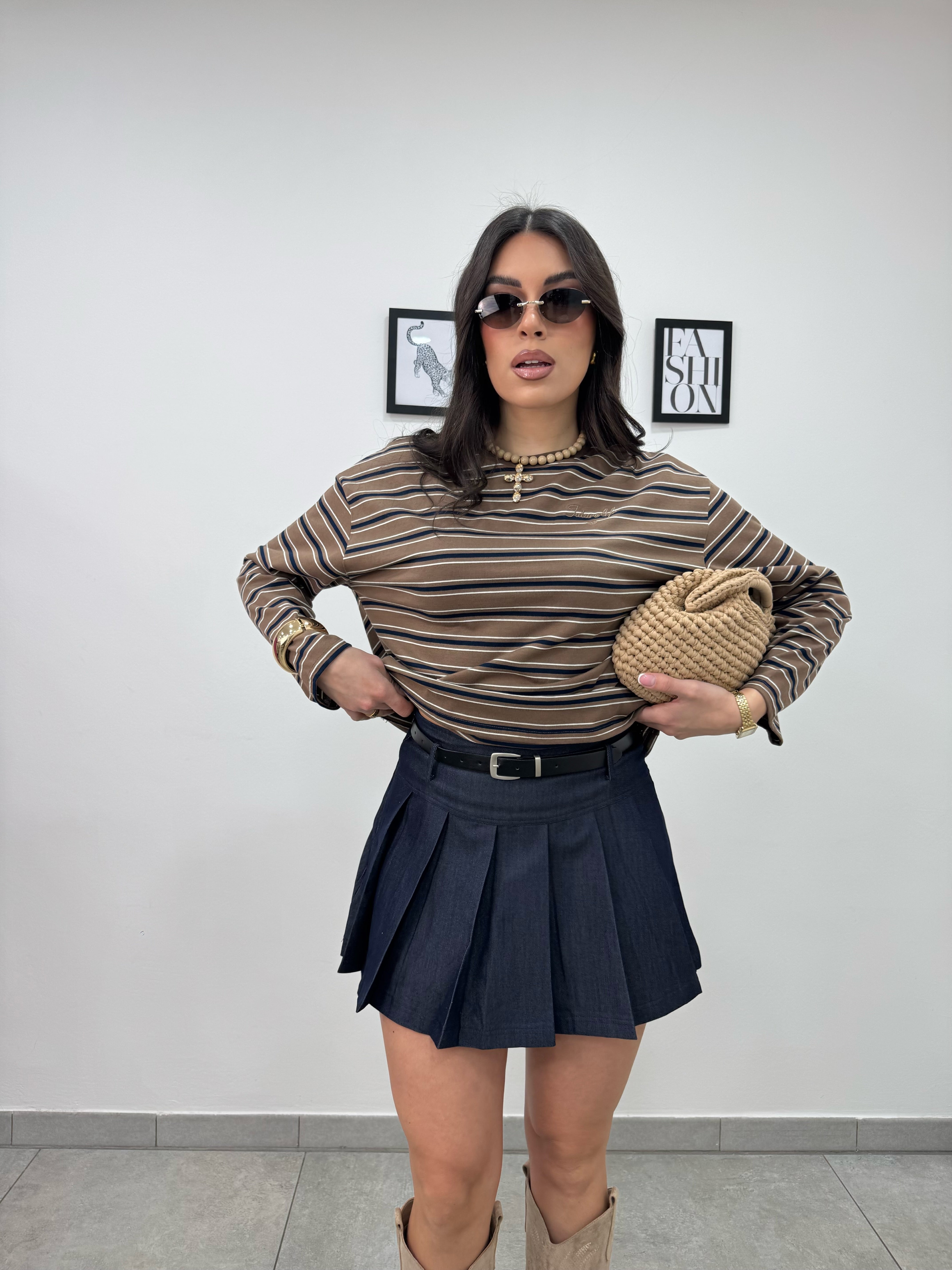 Gonna Plissé Denim
