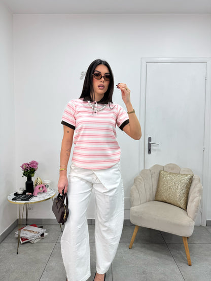 Maglia Polo Zoe Marrone Rosa