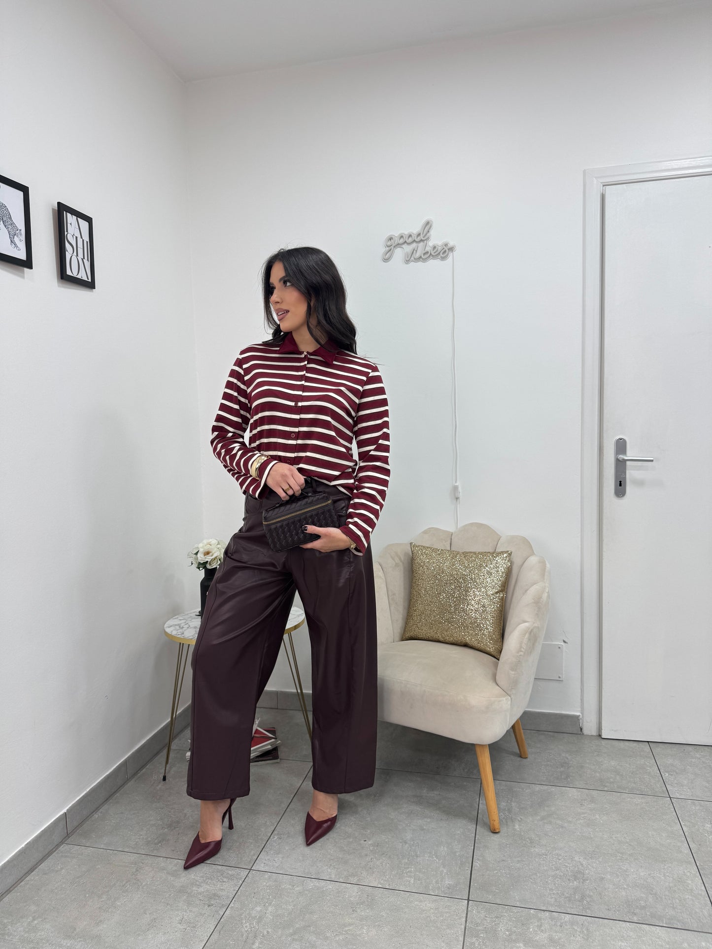 Polo Latifa Bordeaux Bianca