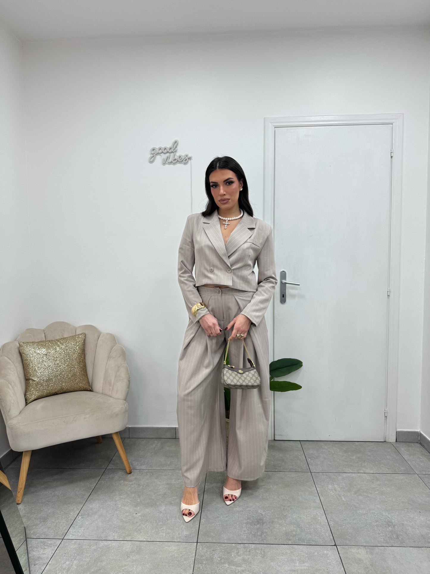 Giacca Crop Gessy Beige