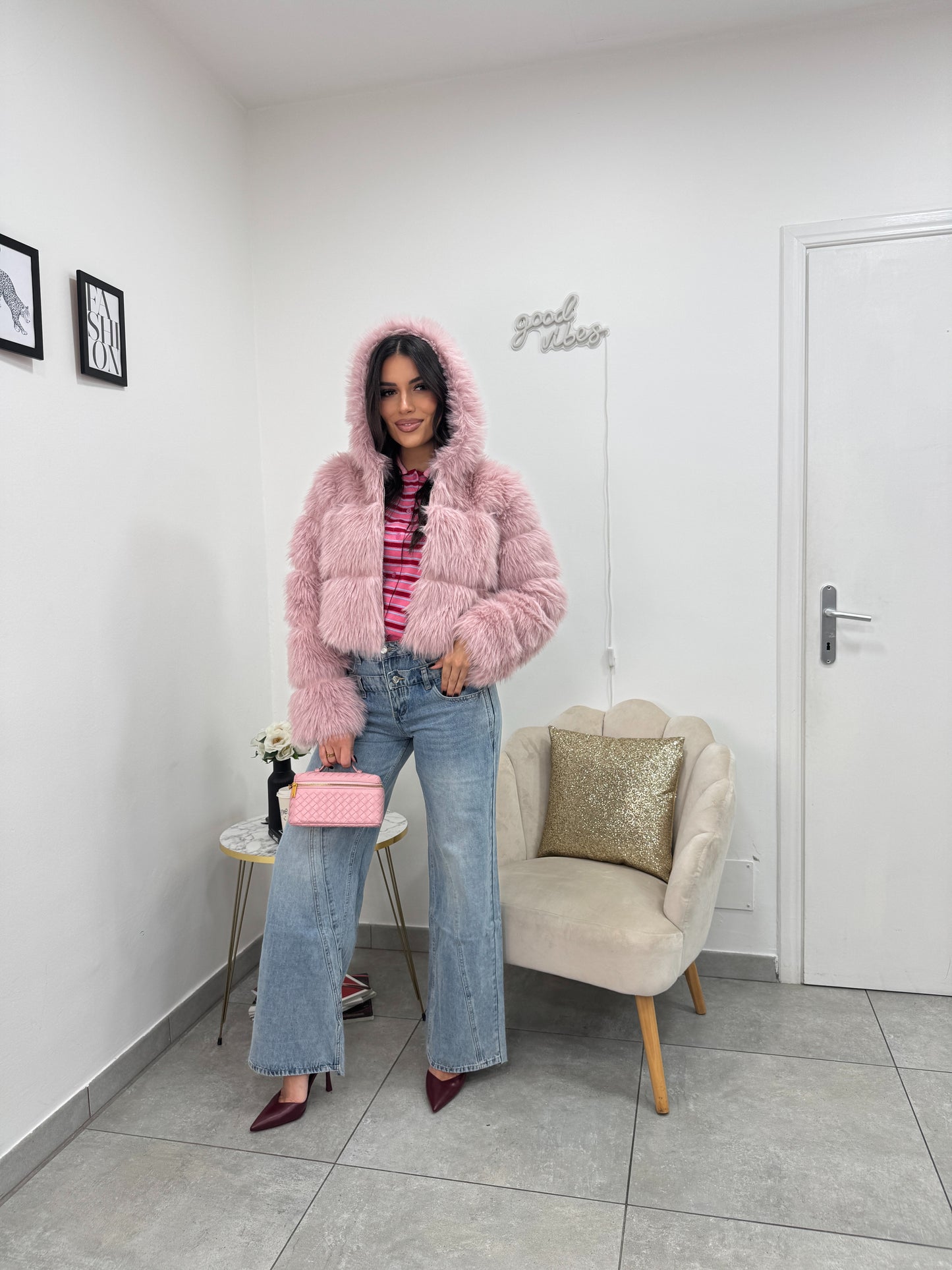 Ecopelliccia Crop Pink