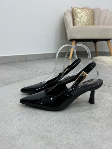 Slingback Vernice Nero