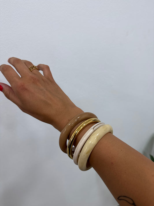 Set Bracciali Bangle Beige