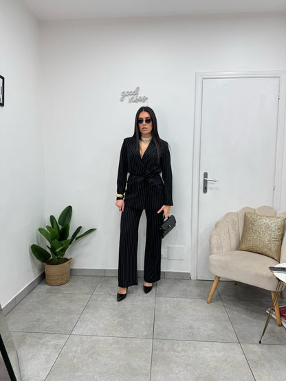 Tailleur Gessato Nero