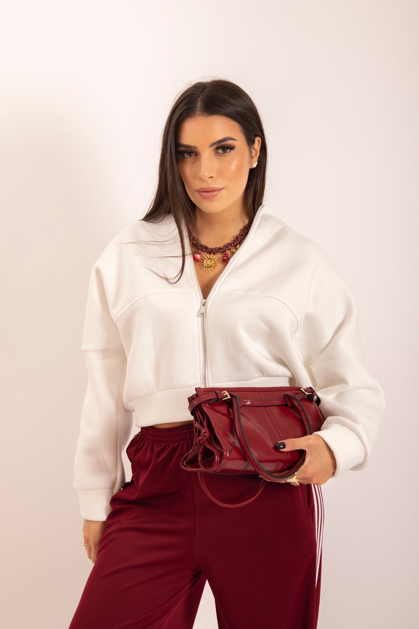 Pantalone Adi Bordeaux Bianco