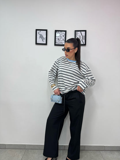 Longsleeve Righe Celeste