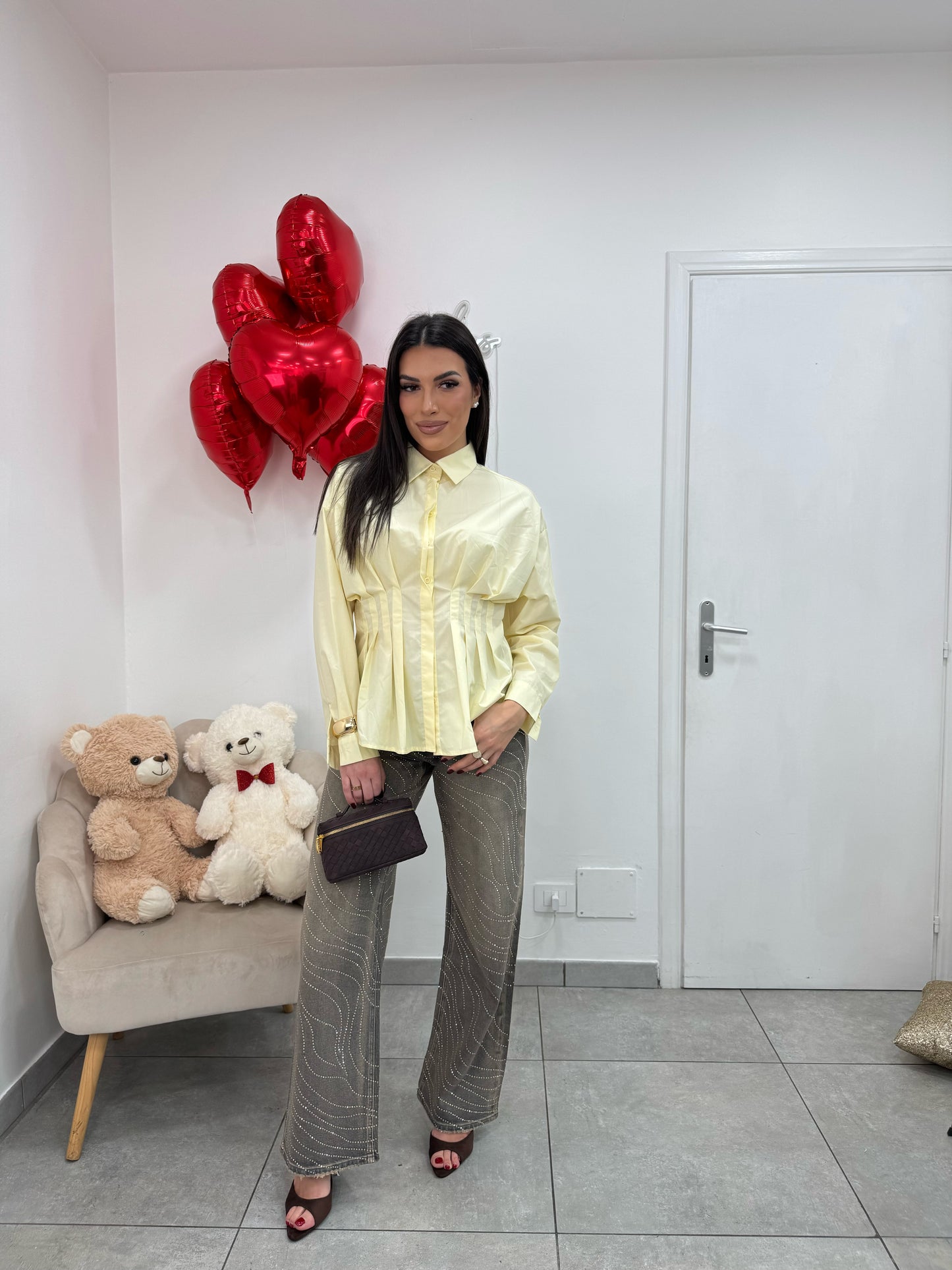 Jeans Wideleg Vintage Strass