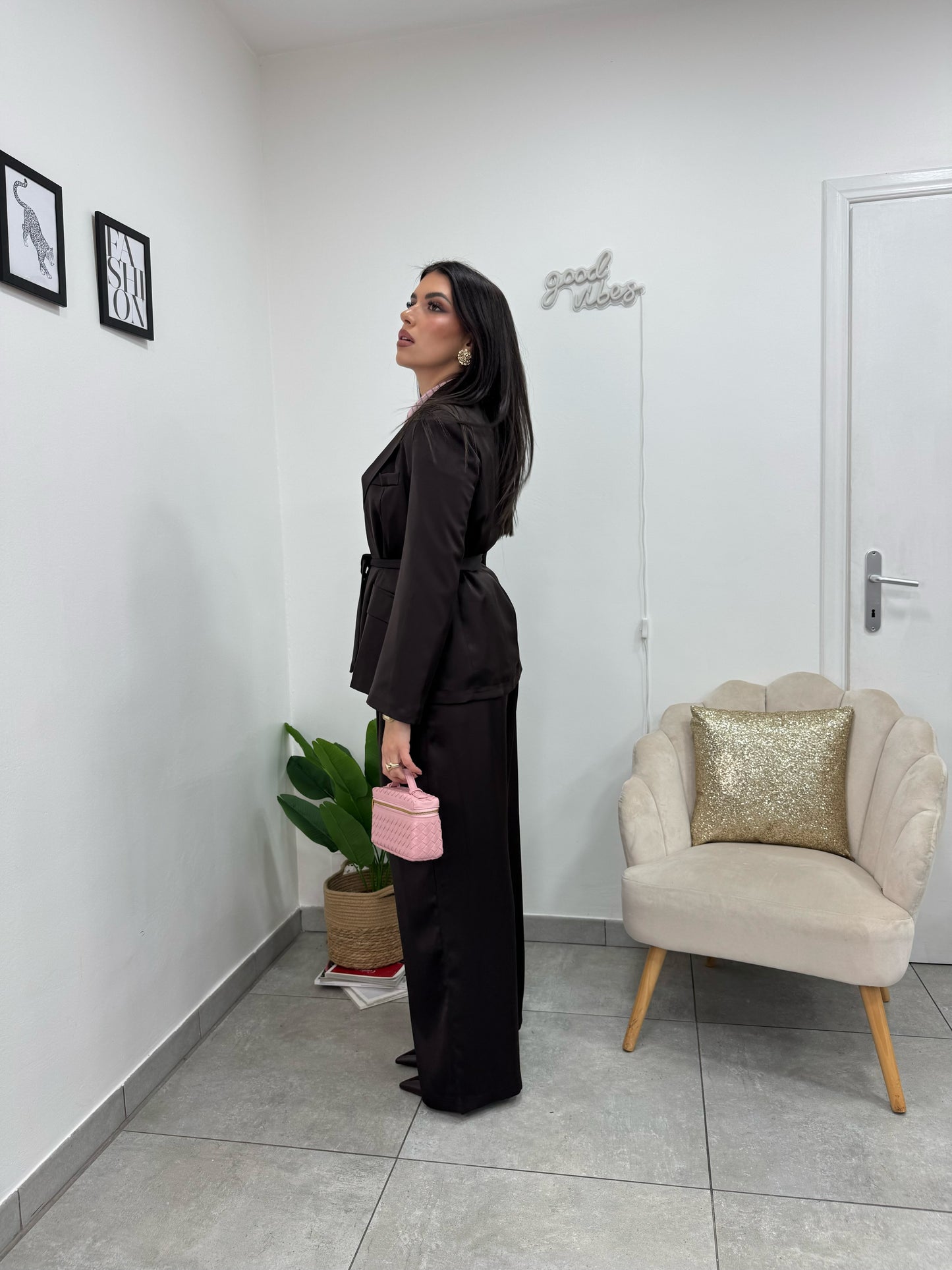 Tailleur Satin Marrone