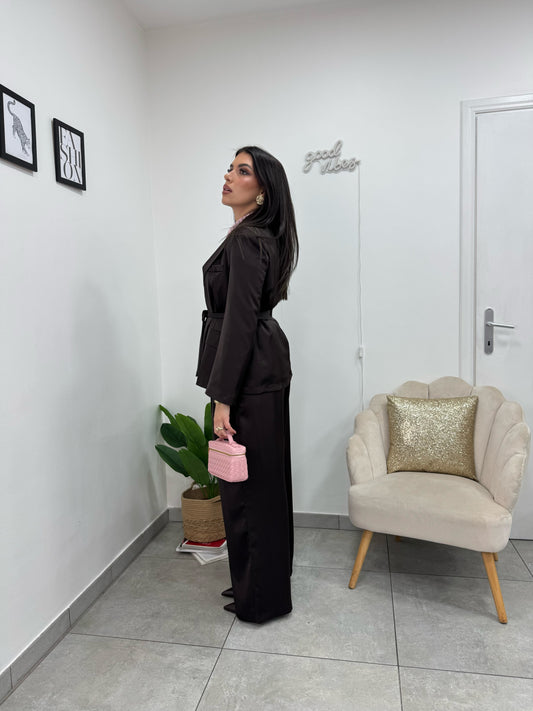 Tailleur Satin Marrone