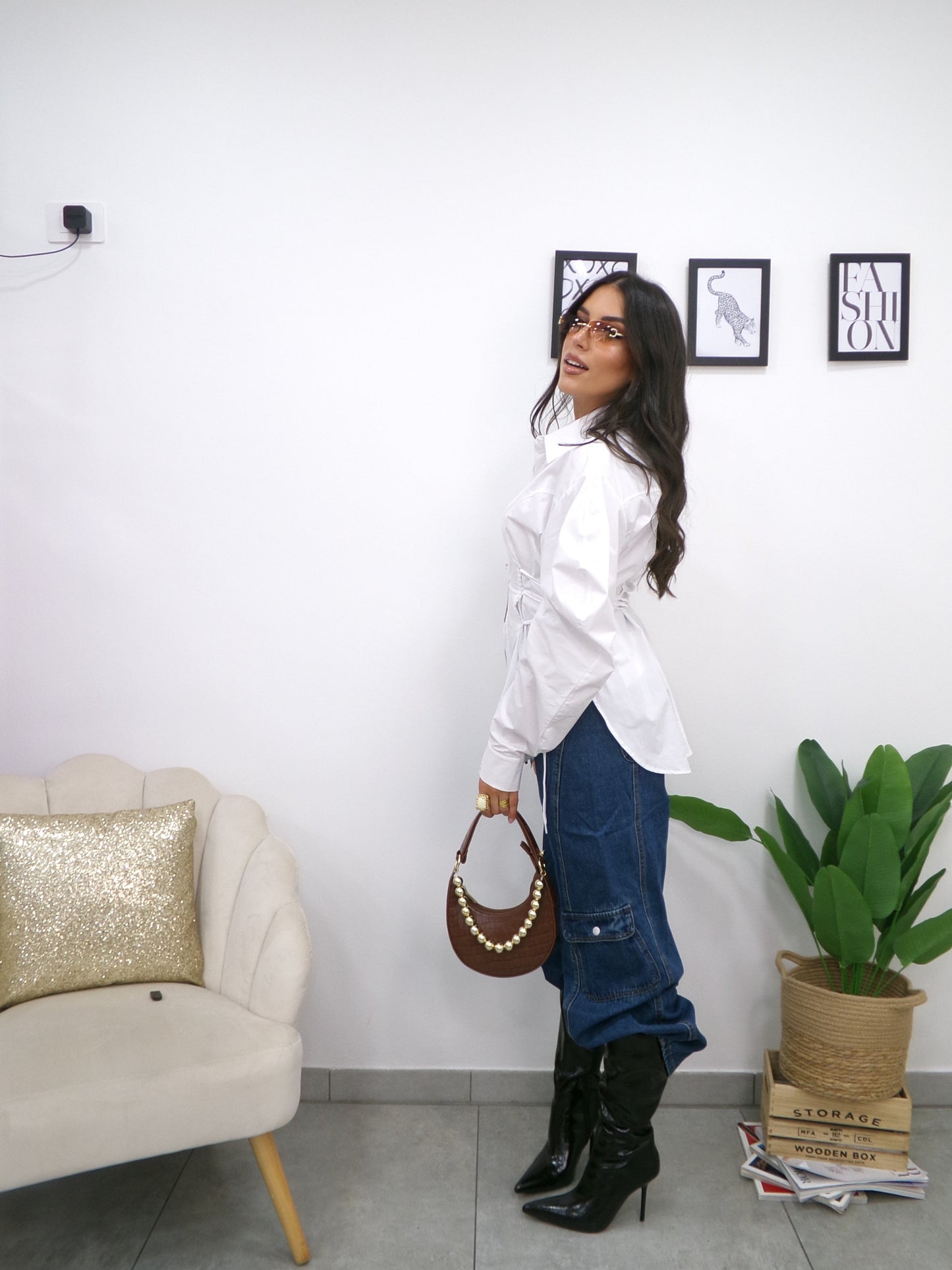 Camicia Stringhe Bianca