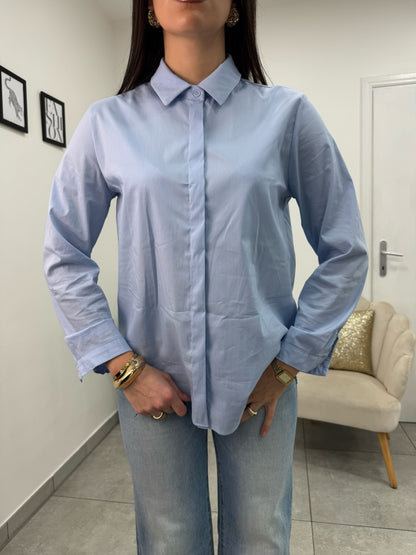 Camicia Cotone Celeste