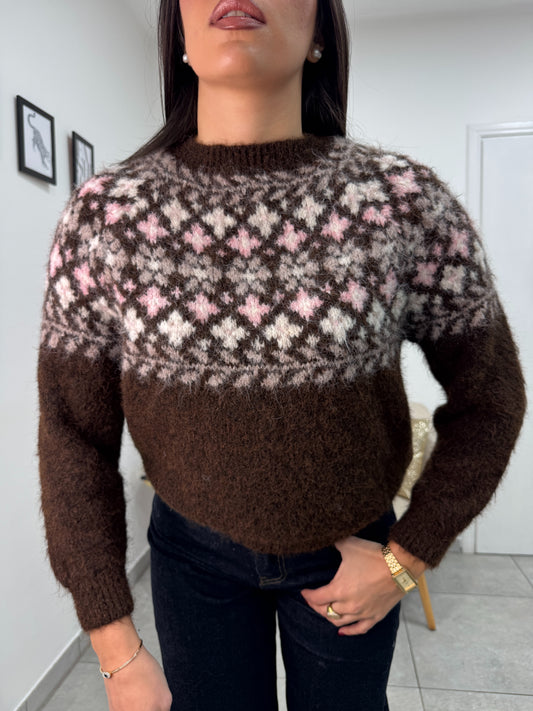 Pull Snow Marrone Rosa