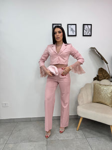 Maglia Pizzo Rosa Trasparente