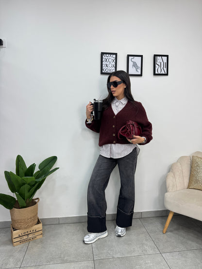 Camicia Righe Bordeaux 1