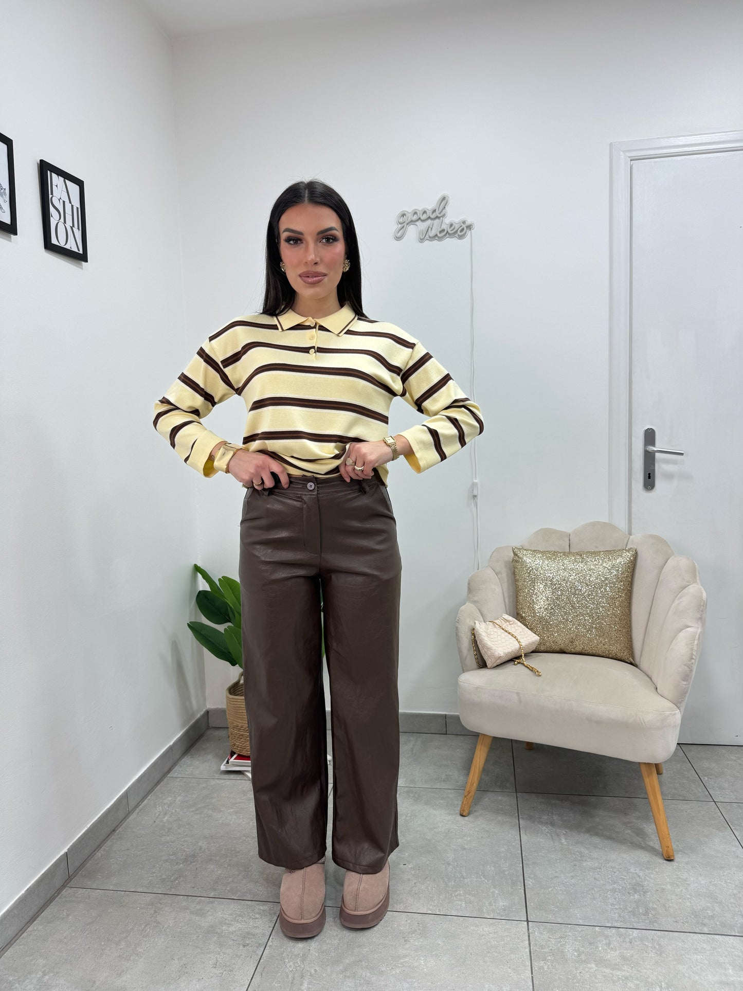 Pantaloni Ecopelle Marrone