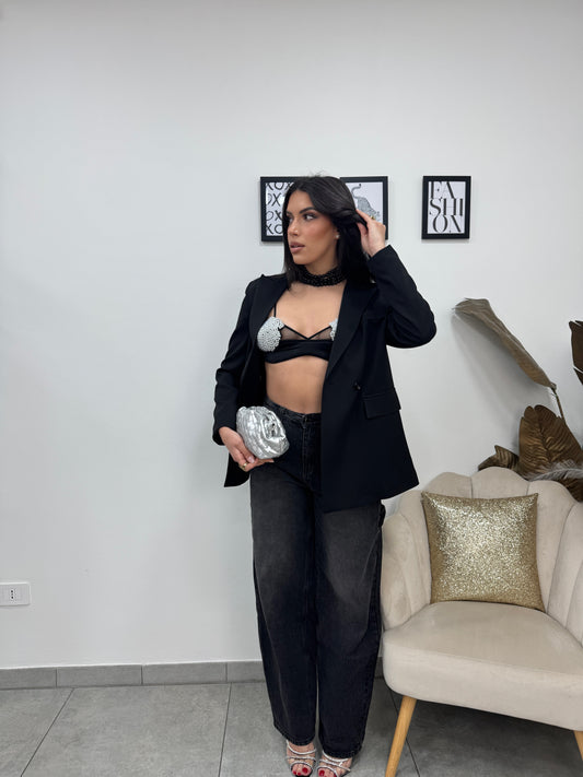 Blazer Over Doppiopetto Nero