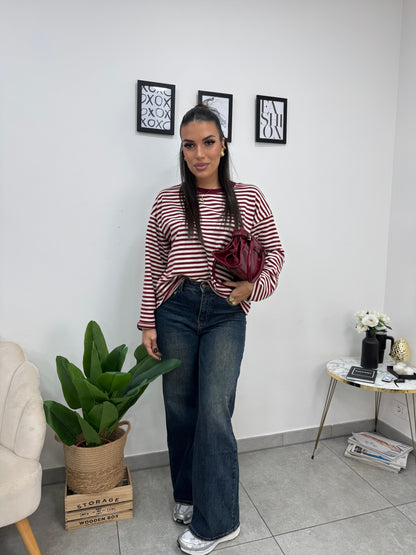 Maglia Righe Bordeaux Panna