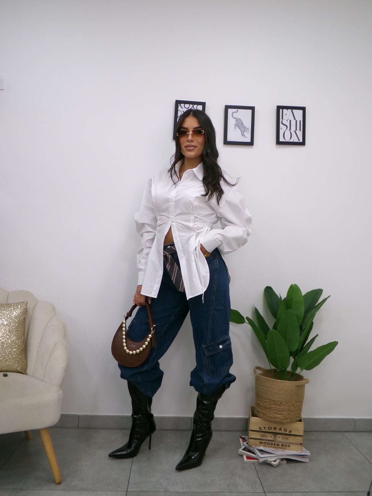 Camicia Stringhe Bianca