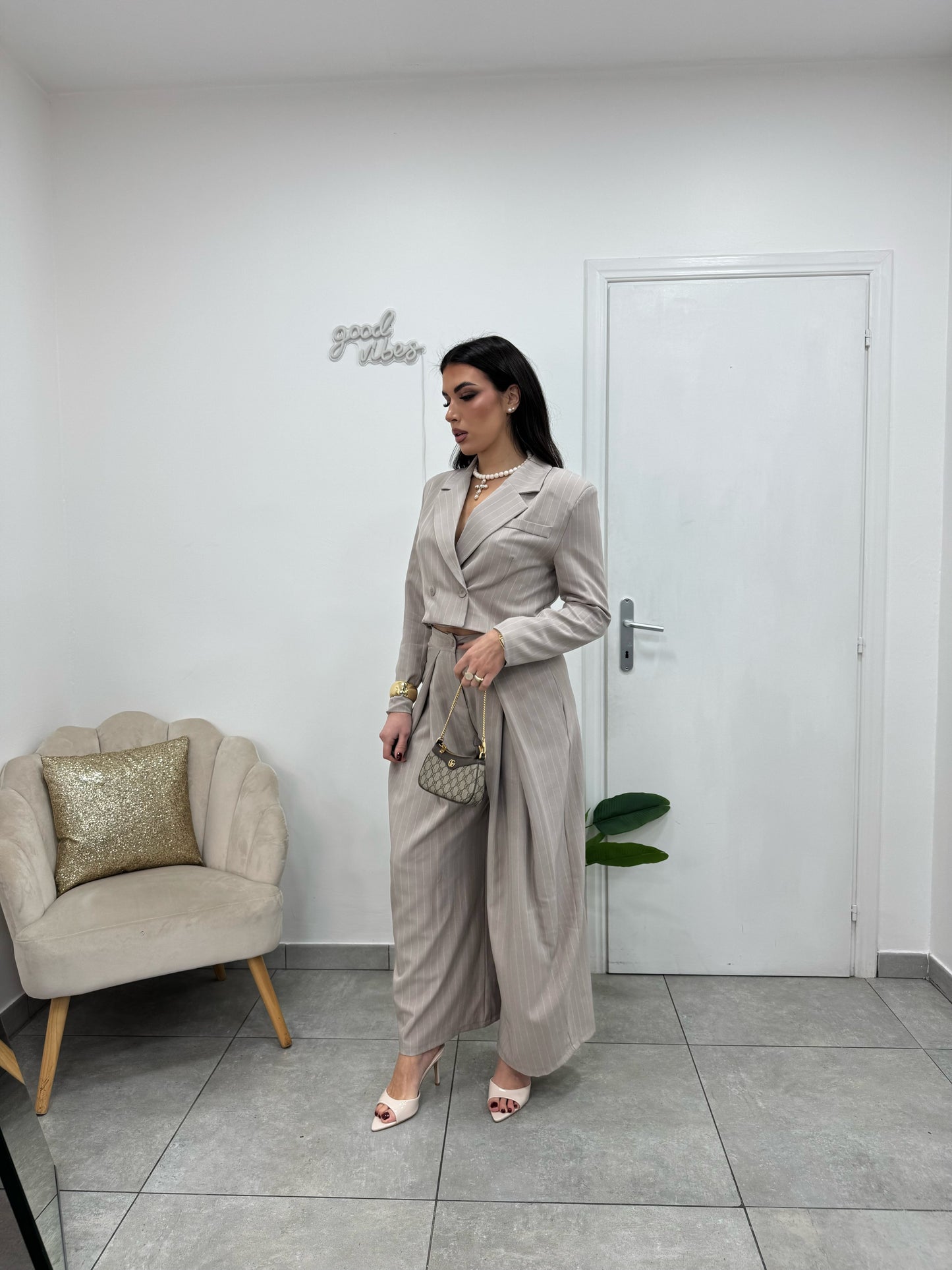 Giacca Crop Gessy Beige