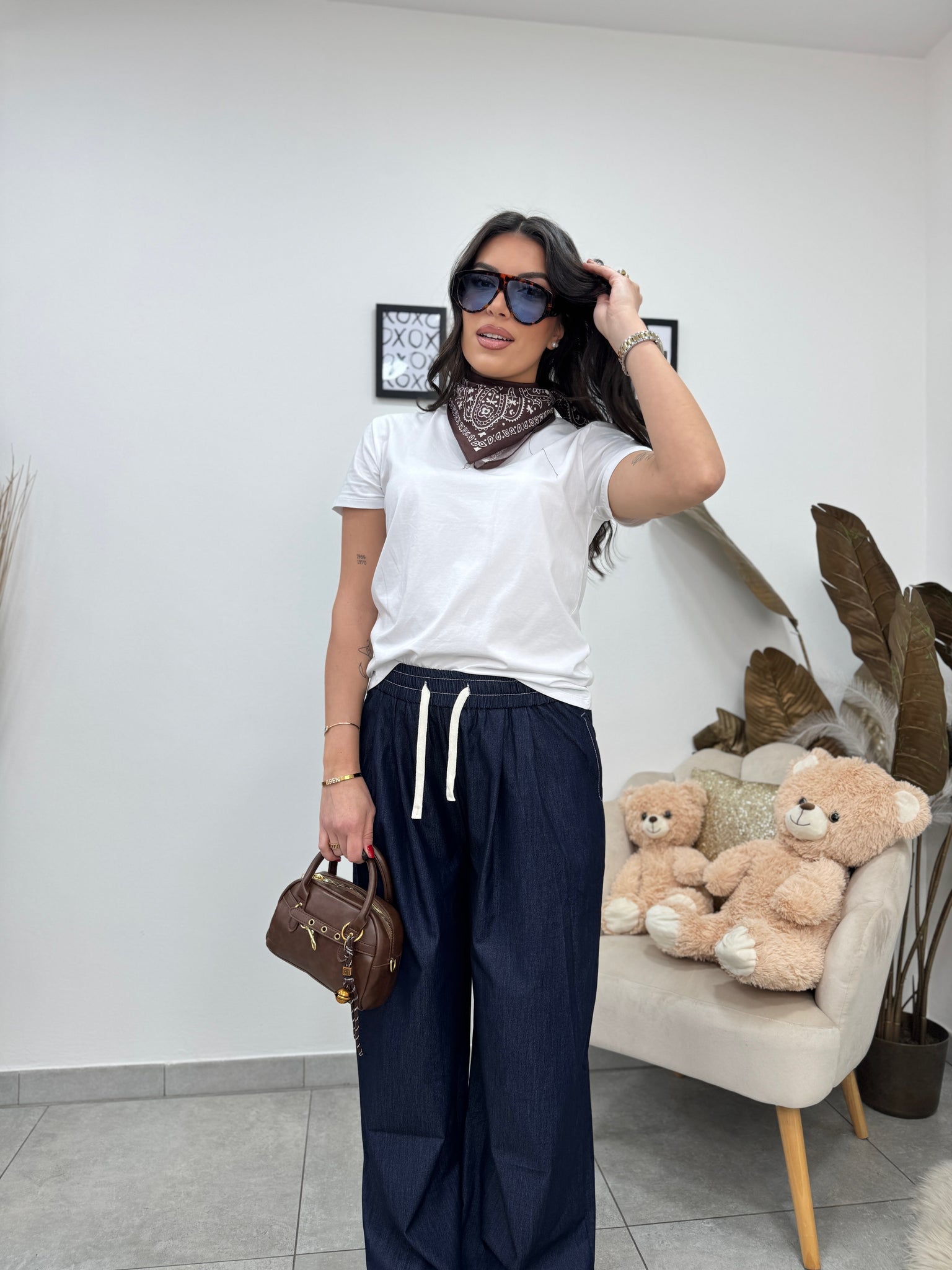 T-shirt Foulard Marrone