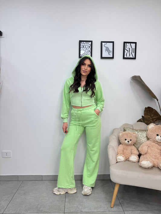 Cord Tuta Strass Verde