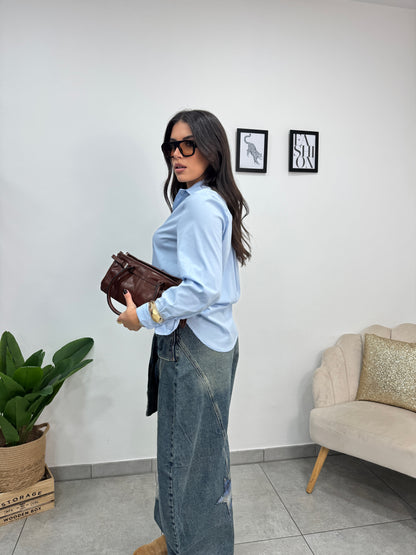 Camicia Cotone Celeste Chiaro