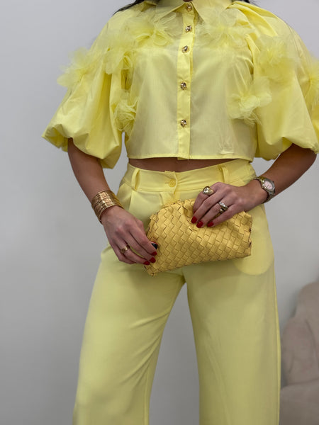 Camicia Crop Flowers Giallo